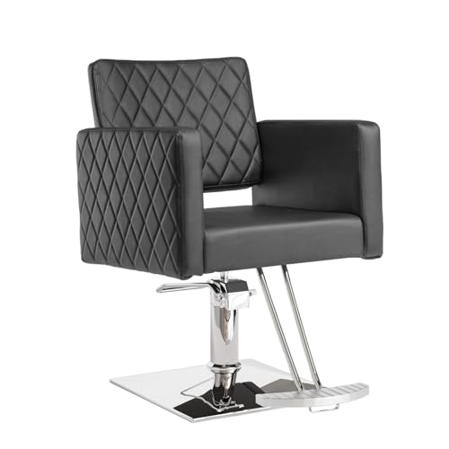 Bonnlo Sillón Peluquería Profesional Altura Ajustable 90-105 cm, Silla de Barbero Giratoria 360° y Capacidad 150 kg, Silla de Peluquería con Reposapiés y Respaldo Abierto, Barberpub Silla de PVC Negro