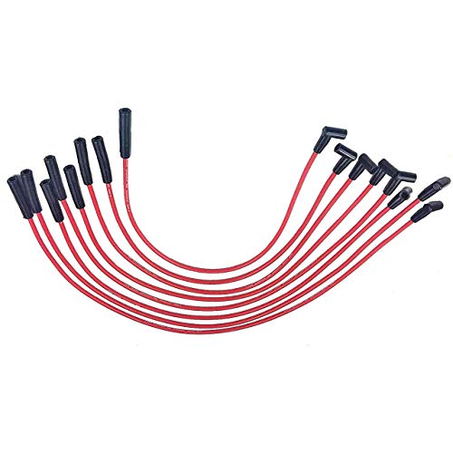 A-Team Performance - Silicone 8.0 Mm Spark Plug Wires Set Ignition Accessories Automotive Wire Kit - Compatible With Amc Jeep V8 290 304 343 360 390 401, Red #TOP3