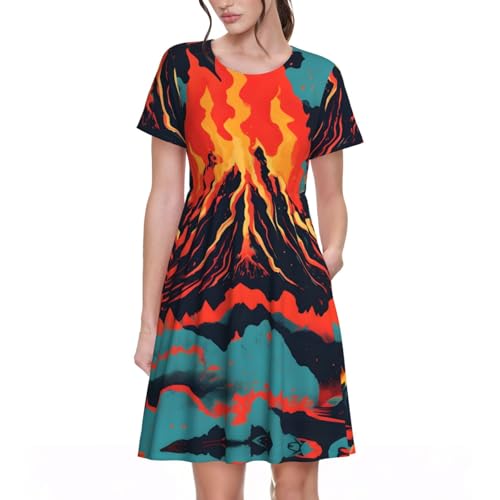 Robe d'été à manches courtes Volcano pour femme avec poches