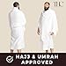 The Halal Caravan Men's Ihram for Hajj & Umrah - Sweat Absorbent, Comfortable, Fully Opaque, 2-Piece Ihram Set, Ehram Ahram 43 x 83 Inches, Ideal for Muslim Men, White