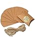 G2PLUS 100PCS Mariage Cadeaux Box Boites Cadeaux Kraft Boîte de Faveur de Mariage Candy Boîtes à dragées avec 100PCS Chaîne de Jute et 120PCS Merci Papier Autocollant