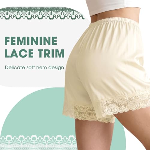 Image of MANCYFIT Satin Bloomers for Women, Lace Hem Slip Shorts
