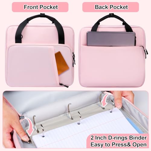 Sambois ZBDR-LB 3 D-Ring Zipper Binder 2 Inch With Shoulder Strap, Waterproof Oxford Binder With Zipper Storage 500 Sheets Capacity, Multi-Pockets Binder Organizer Bag thumb #3