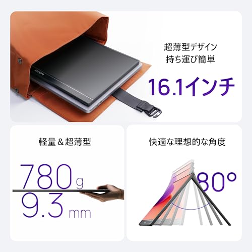 Image of ARZOPA 16.1 inch Portable Monitor, 100% sRGB FHD 1080P Kickstand Portable Laptop Monitor High Color Gamut Display IPS Eye Care Screen for High-end Office & Entertainment -Z1C