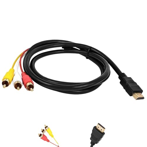 1 Pc Rca to Hdmi Converter Red White Yellow Rca to Hdmi Cable Plug-and-Play for DVD Players Retro Game Consoles and Set-Top Boxes Easy Connect Old Devices to Modern HDMI TVs for Home Entertainmen
