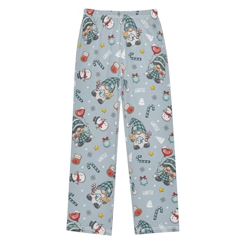 Boys' Pants Winter Snowman Christmas Gnome Long Bottoms Jogger Pants Elastic Waist Trousers with Pockets S-XL