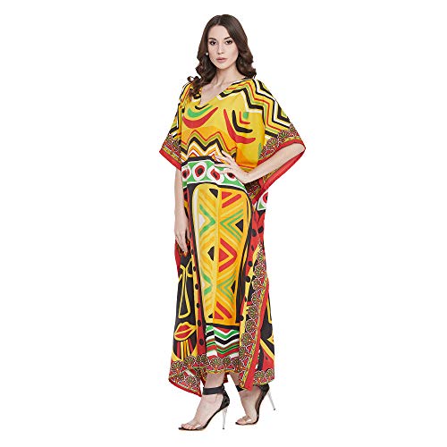 Image of Oussum Women Plus Size Kaftan Kimono Loose Maxi summer dresses for women Beach 3 /4 Sleeve Casual lounge dress Boho