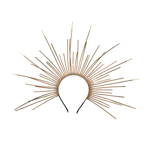 Costume Headband Zip Tie Spiked Halo Crown Headband Halo Mary Halo Crown Halo Headpiece Halo Spiked Headdress Unisex (Shiny Gold)