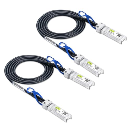 Image of 10Gtek 25G SFP+ DAC Cable - 25GBASE-CR SFP28 to SFP28 Passive Direct Attach Copper Twinax Cable for Cisco SFP-H25GB-CU1M, Ubiquiti UC-DAC-SFP28, Supermicro and More, 1-Meter(3.3ft), 2-Pack