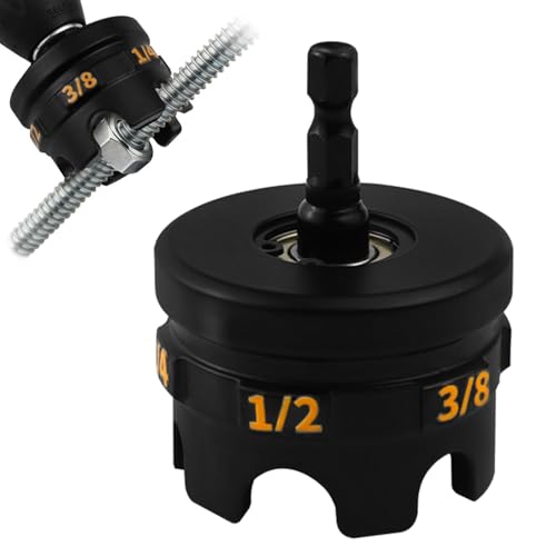 Threaded Rod Nut Driver for Drill All Thread Nut Runner Attachment for Impact Driver Fast Nut & Bolt Removal Tool for 1/4 3/8 1/2 Rods Heavy Duty Nut Spinner Kit (1)