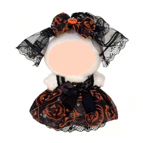 Halloween Lace Dress Set for LABUBU 17cm Collectible Dolls Veil Accessory
