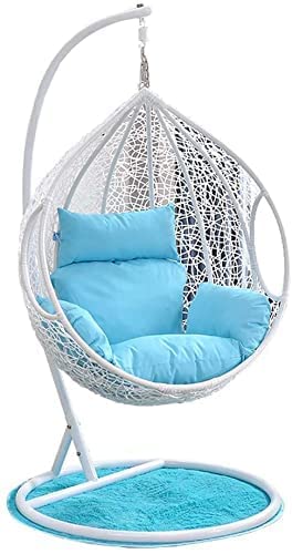 Image of Swingzy Cushion for Hanging Basket Chair Swing /Outdoor Egg Swing Chair - Soft Jhula Seat Padded Pillow With Polyester Cloth (Blue)
