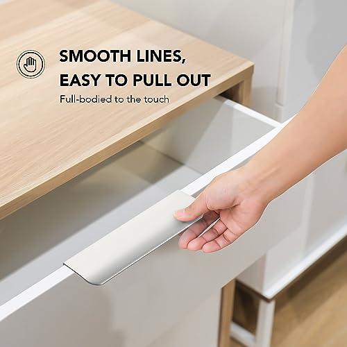 Image of Ravinte Silver Finger Edge Pulls Drawer Edge Pulls 150mm /5.9 inch 1 Pack | Concealed Handle Style, Low-Profile Finger Grip, Cabinet Edge Mount, 150mm /5.9 in, For Cabinets, Drawers, Cupboards, Kitchen