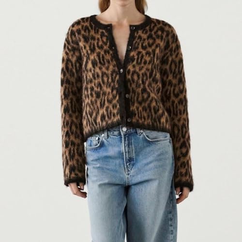 Sweater for Women Leopard Cardigan Button Up Sweaters 2024 Long Sleeve Open Front Jackets Y2k Cheetah Print Sweater Top3