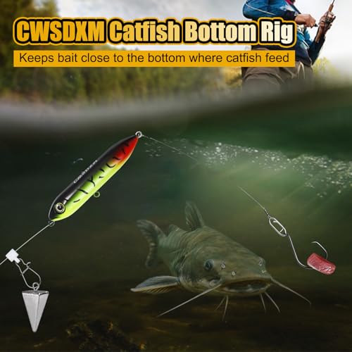 Catfish Rig con Flotador Rattle, Señuelo de Pesca Preensamblado para Bagre con Líder de Acero de Alta Resistencia y Anzuelos Circulares 8/0 6 Piezas para Río, Lago y Estanque miniatura 6