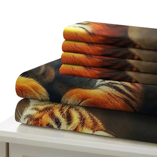 Housse de couette tigre 3D anti-glisse avec fermeture éclair cachée - 6