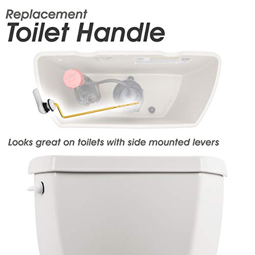 Qualihome Universal White Toilet Handle Replacement Kit - White Toilet Tank Lever - Flusher With Nut Lock - Fits Most Standard Toilet Tanks At Home, Bathrooms - Easy Installation (Side Mount, White) #TOP3