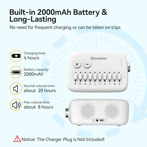 White Noise Sound Machine for Sleep with Slider Rail Button for DIY, Rechargeable & Adjustable Volume Sound Machine with 30 Soothing Sounds & Timers for Travel,Insomnia,Adults (Sleek White) - Image 6