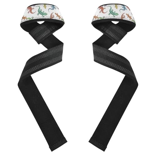 Colorful Geckos Lizards White Lift Straps for Weightlifting, Bodybuilding, Gym Men and Women Neoprene Wrist Wrap
