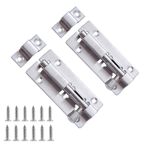 2 Pcs Door Lock Bolt Barrel Sliding Latch Lock with Screws for Bathroom Toilet Shed Door Furniture Pet Gate (3-inch)