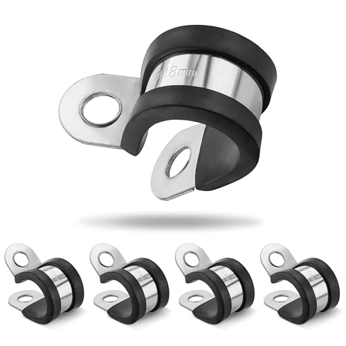 Poppstar 5x Slangklemmen P-klem Roestvrij staal, Spanbereik 18mm, Bandbreedte 20mm, met rubber bekleed