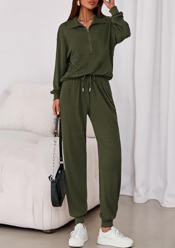 PRETTYGARDEN Women's Fall 2 Piece Lounge Sets Zip Up Sweatshirt Jogger Pants Sweat Track Suits Travel Outfit Winter Clothing