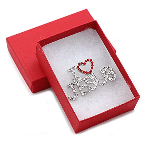Cocojewelry P50 I Love Jesus Heart Word Letters Christian Brooch Pin Gift Box thumb #1