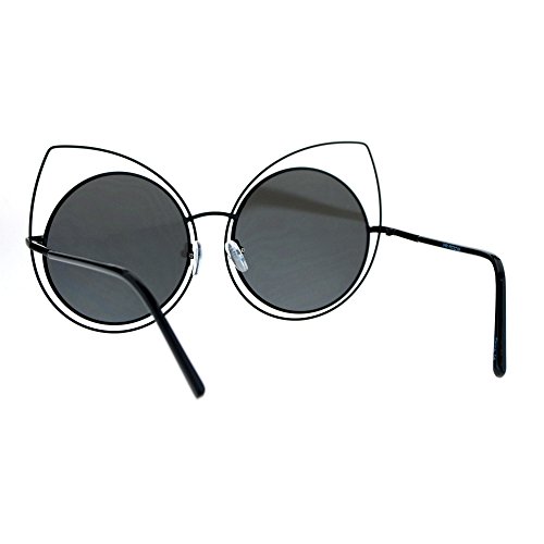 PASTL Womens Sunglasses Oversized Round Circle Cateye Double Frame Mirror Lens3
