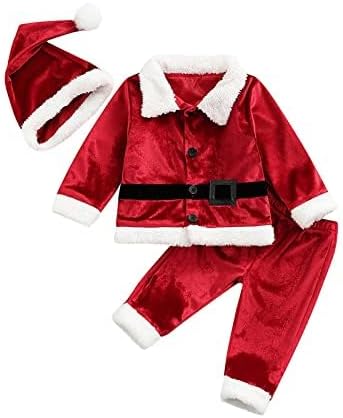 Miniatura 2 de FIOMVA Disfraces de Navidad para Bebé Niña Niño Trajes de Papá Noel Ropa Conjuntos Vestido Chaqueta Abrigo Pantalones Largos Gorro Calcetines Cosplay