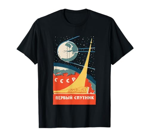 Sputnik USSR Vintage Poster T-Shirt Communist USSR Space T-Shirt