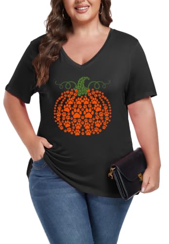 Image of ForHailey Women's Plus Size V Neck Tops Summer Short Sleeve T Shirt