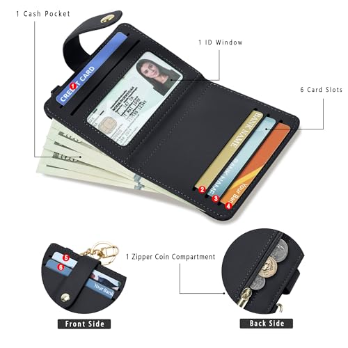 Image of Airkit Small Wallet Women RFID, PU Leather Card Holder with Keychain | Slim Compact Zipper Coin Purse for Ladies, Travel Holiday Gifts for Mom, Cute Mini Bifold Wallets