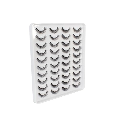 Image of Beauty False Eyelash For Women-Natural & Lightweight Faux Mink Fake Eyelashes /Long Lasting Eye Makeup Lash 5D / Soft & Comfortable Black Reusable Cat Eye Lashes -Fluttery & Wispy (Queen 20)