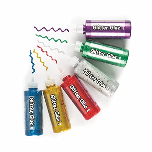Baker Ross Pegamento con Purpurina de Colores (Paquete de 6 x 120 g) Para decorar tarjetas, collages y manualidades