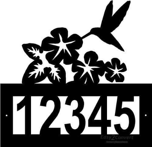 Custom Steel Hummingbird with Flowers Garden Address Sign