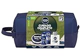 NIVEA MEN Pack Cuidado Completo Neceser, Set de regalo para hombre con crema facial (1 x 75 ml) crema hidratante todo el cuerpo (1 x 150 ml), bálsamo after shave (1 x 100 ml), desodorante (1 x 100 ml)
