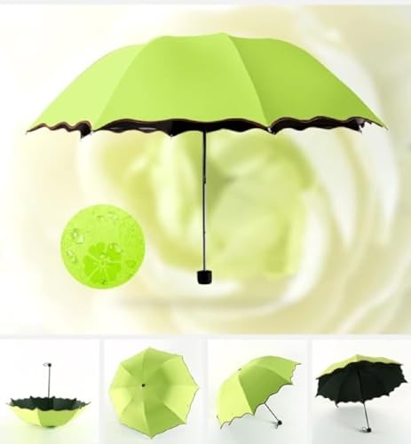 Image of Magic Umbrella Windproof and Rainproof Umbrella with Bloom After Rain Pattern 3 Fold Anti UV Protection Folding Umbrella for Rain, Sun 2 Persons Adult Kids & Women