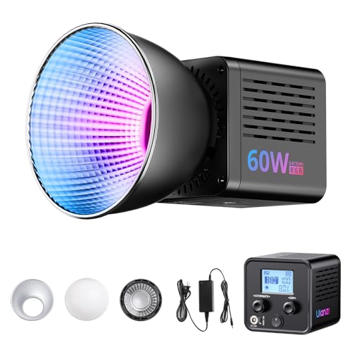 Image of ULANZI C60RGB 60W RGB COB Video Light, Mini Bowens Portable LED Photography Continuous Output Lighting 2500K-6500K CRI≥95 20 Effects 3300mAh Rechargeable Handheld Spotlight with 1 /4 inch Thread, DC /Type-C