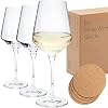 beeco STORE Weingläser Weisswein 380ml | Elegant Aperol Spritz Gläser mit gezogenem Stiel | Öko Kristallgläser Weingläser Set mit Korkplatten | Wine Glass 3er Set | Tolles Geschenk