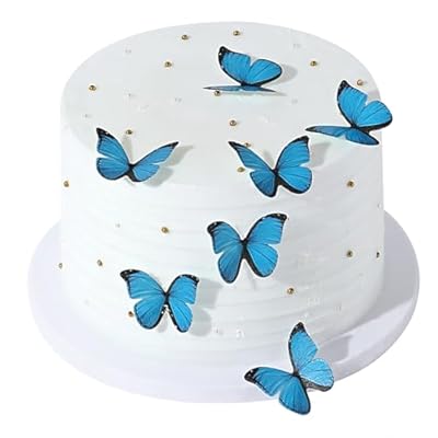 48PCS Blue Edible Butterfly Cake Toppers Wafer ...