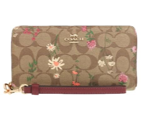 ●超特価・新品未使用・COACH 花柄 長財布 ベージュ・ユニセックス Amazon | [コーチ] 財布 長財布 ラウンドファスナー 花柄