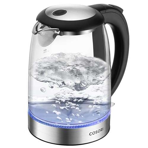 Cosori Electric Kettle, No Plastic Filter & Spout, 1.8Qt Tea Kettle & Hot Water Boiler For Coffee & Tea, Water Heater & Teapot, Automatic Shut Off, Borosilicate...