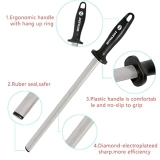 Diamond Honing Rod - 12 inch Sharpening Steel Knife Sharpener Knife Blade Sharpener, Professional Master Chef,Kitchen Knife, Cooking Knife, Butchers and Japanese Knife