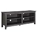 WE Furniture Minimal Farmhouse Wood Universal Stand for TV's up to 64" Flat Screen Living Room Storage Shelves Entertainment Center, 58 Inch, Charcoal