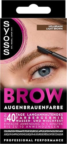 Syoss Augenbrauen Kit Augenbrauenfarbe 5-1 Hellbraun Stufe 3 (17 ml), Augenbrauen färben für einen natürlichen Look und ein langanhaltendes Ergebnis