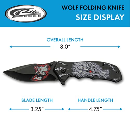 SZCO Supplies White Wolf Decaled Folding Knife #TOP18