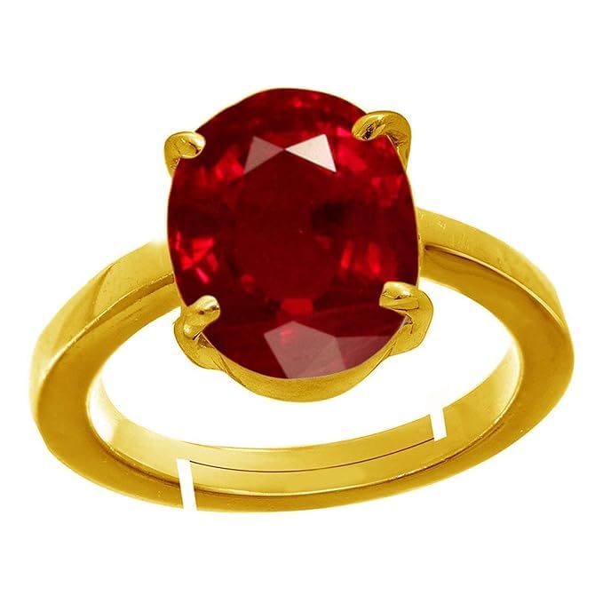 8.25 Ratti Natural Ruby Manik Loose Gemstone Gold Plated Birthstone Astrology Rashi Ratan Adjustable Ring for Men & Women-image-13