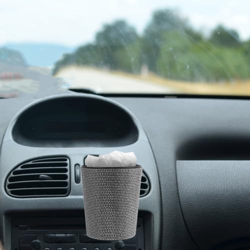 Poubelle de voiture avec strass, rangement compact de dechets pour ventilation