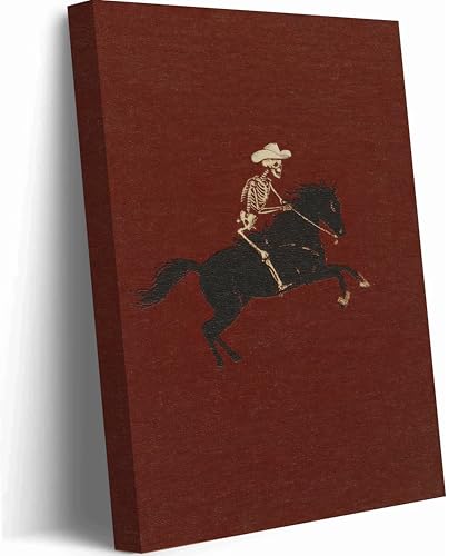 Framed Vintage Skeleton Cowboy Canvas Wall Art 16X24in Ready to Hang - image 1