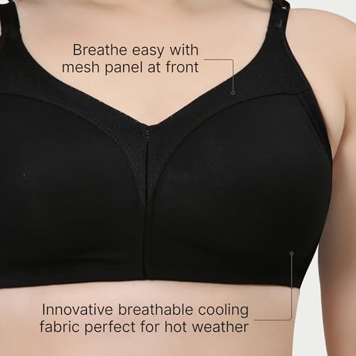 Image of Enamor AB75 M Frame No Bounce Full Support Cotton Bra for Women - Non-Padded Non-Wired & Full Coverage with Cooling Technology | Available in Solid Colours